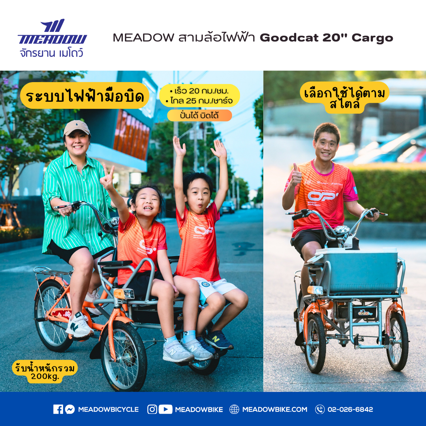 MEADOW สามล้อไฟฟ้า รุ่น Goodcat 20" Cargo อเนกประสงค์