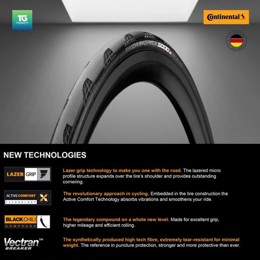 CONTINENTAL ยางนอกเสือหมอบ รุ่น GRAND PRIX 5000 700X25C ขอบพับ