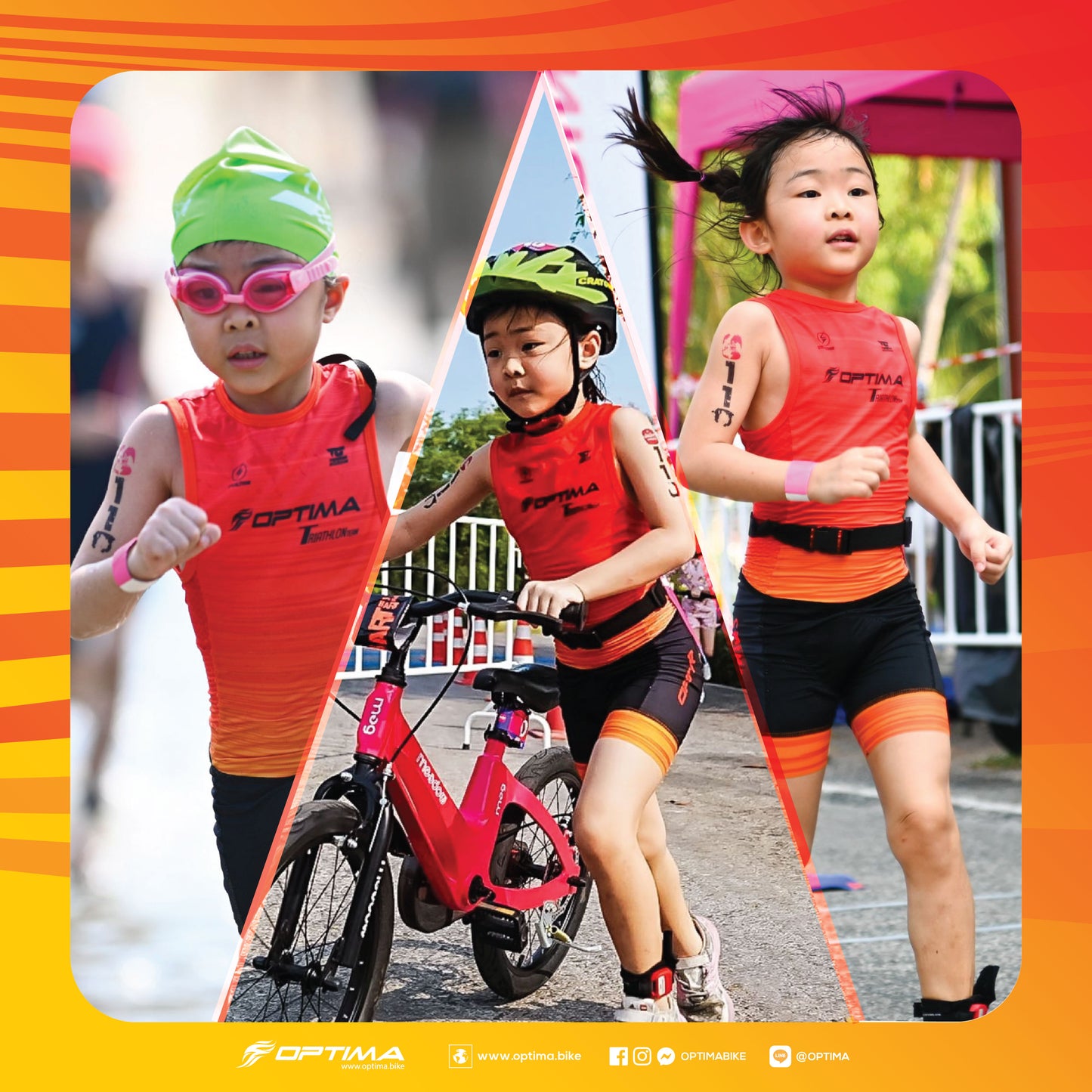 OPTIMA ชุดไตรกีฬาเด็กแขนกุด Triathlon Team