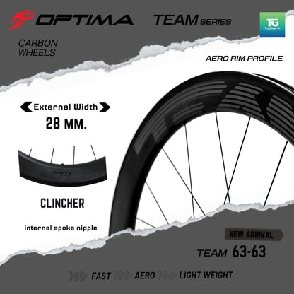 OPTIMA Wheelset ชุดล้อ 700c CARBON FIBER รุ่น TEAM